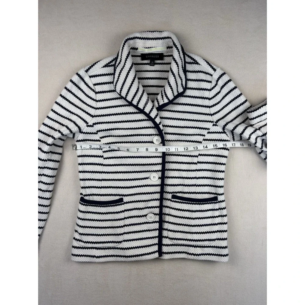 Women's TALBOTS‎ XS Striped Blazer Cardigan Jacket Cotton Polyester Spandex